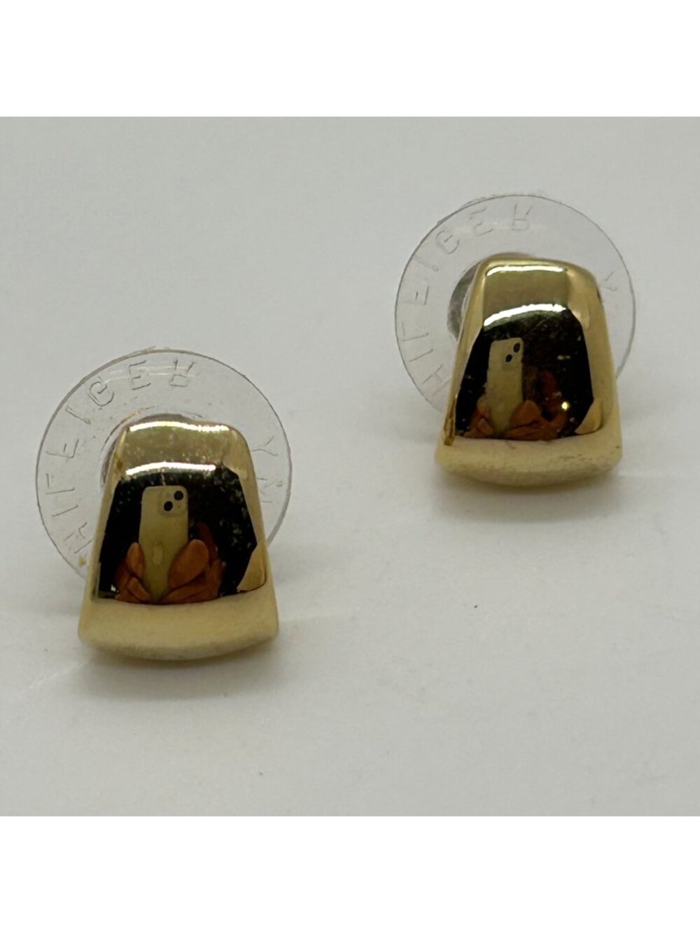 Tommy Hilfiger Gold Tone Modernist Cuff Stud Earrings Minimalist Designer